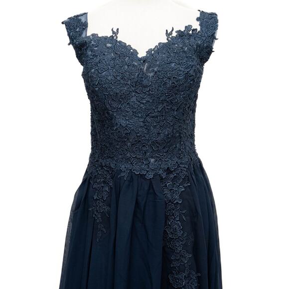 Lavetir Navy Blue Formal Ball Prom Bridesmaid Gown Dress Size 14 - Picture 4 of 15